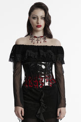 Black/Red Gradient Patent Leather Women's Gothic Underbust Corset